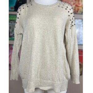 Angora Studded SWEEWE Womens Sweater (L) Paris Oatmeal Beige Cozy Soft‎ Baggy